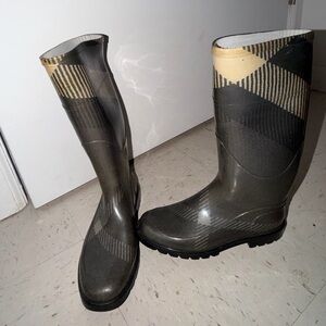 Burberry Plaid Knee-High Rain Boots
